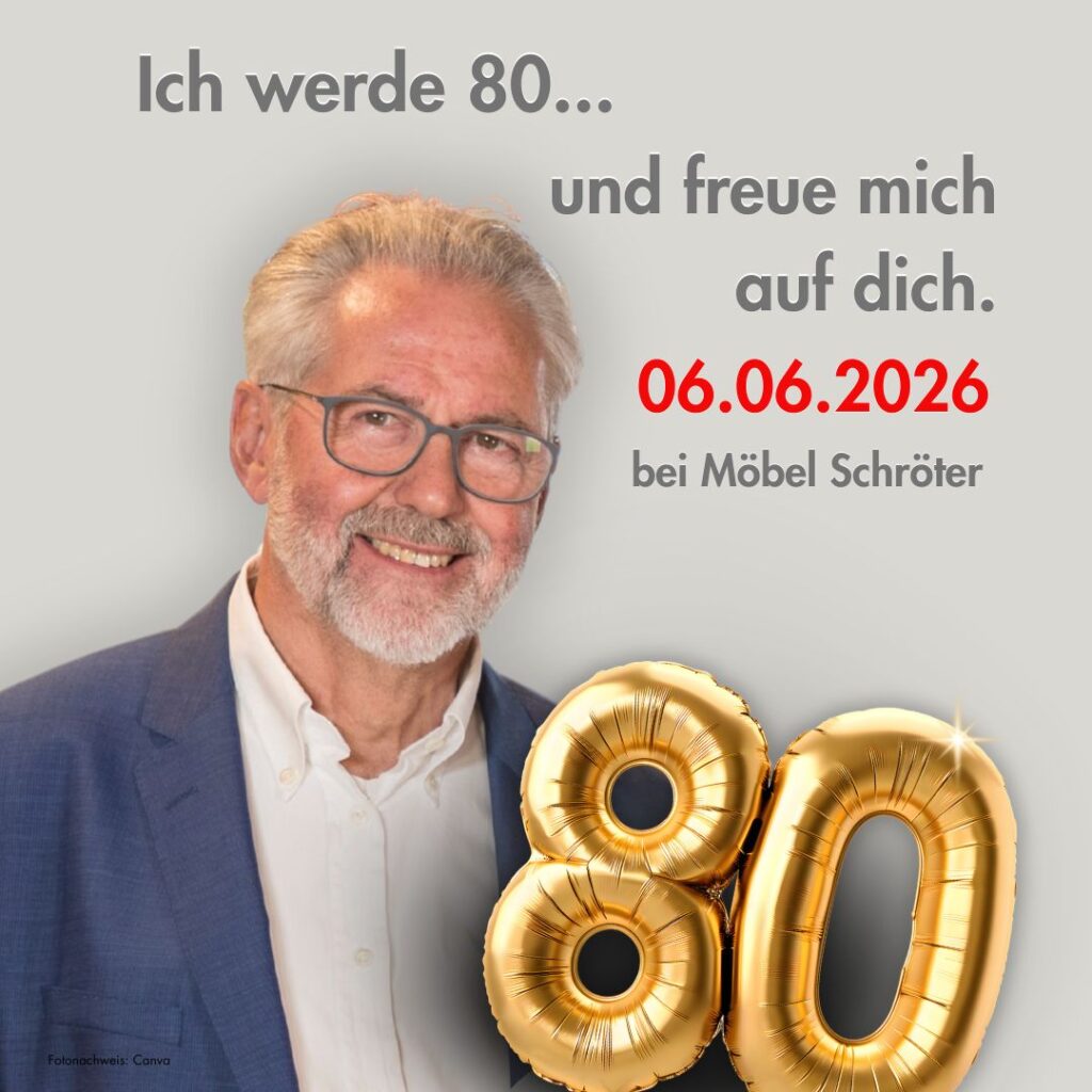 Jürgen Schröter wird 80 Jahre und feiert im Möbelhaus